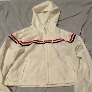 White cropped rain jacket Brandy Melville